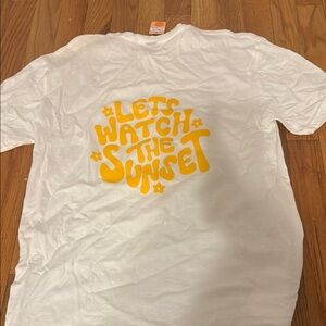 White T-Shirt with Yellow Graphic